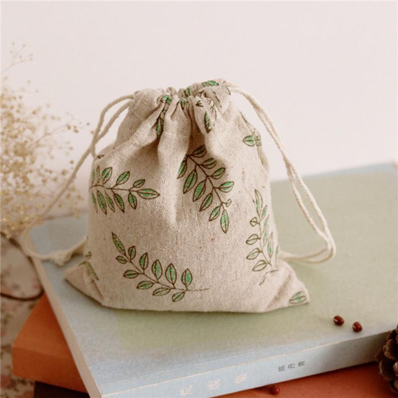 

Leaf Party Bags 14x16 19x24 25x32cm Cloth Drawstring Storage Bags Wedding Birthday Cookie Candy Gift Packaging & Pouches