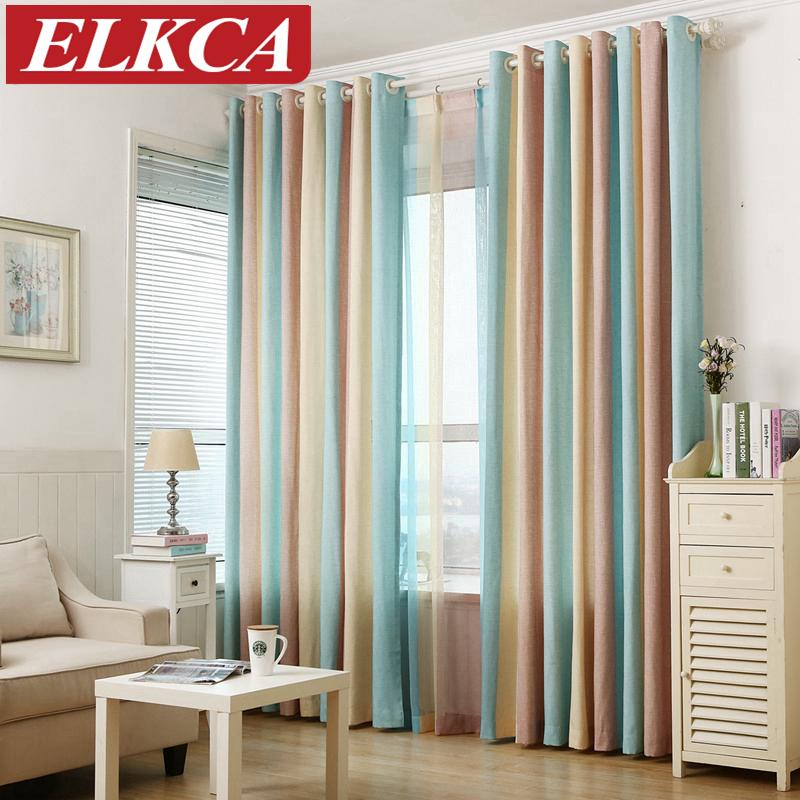 

Striped Printed Window Curtains for the Bedroom Fancy Children Modern Curtains for Living Room Faux Linen Kids, Tulle