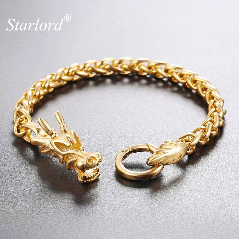 

Starlord Men Bracelet Chinese Dragon Stainless Steel/Gold Color Fashion Design Blessing Gift Bracelet For Men GH2703