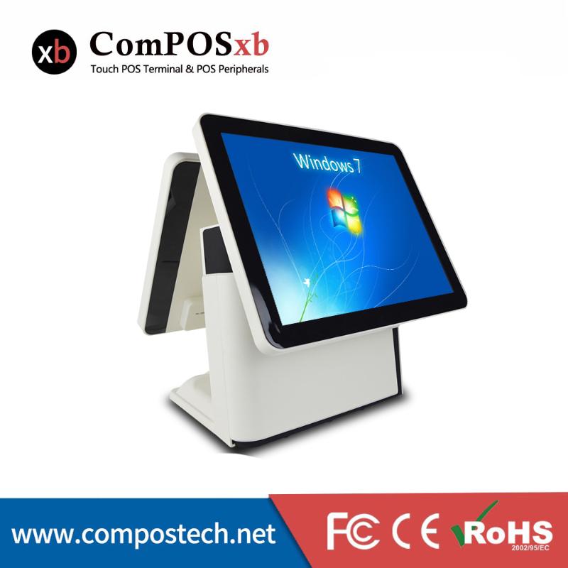 

Free shipping all in one dual 15inch capacitive touch screen point of sale system system for sale