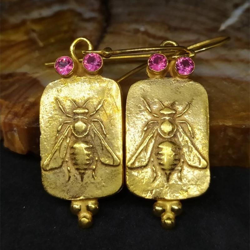 

2020 Bee Honey Pendant Earrings For Women Stereoscopic Insect Wedding Brinco Statement Jewelry Gold Dangle Earring Drop shipping