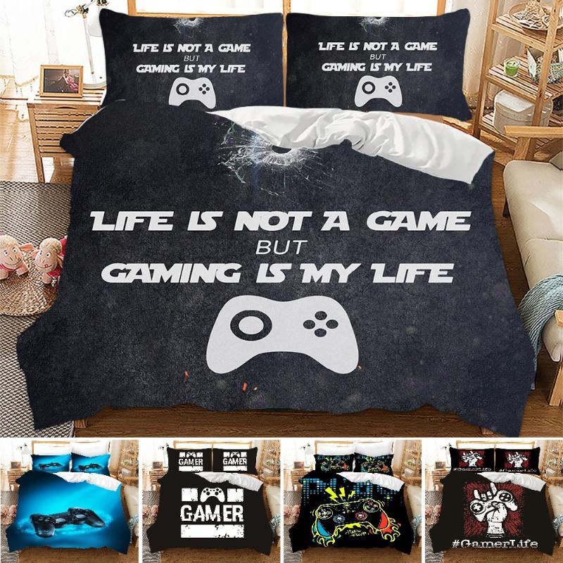 

2021 Children fashion HD Digital Print Game handle Bedding Sets Duvet Cover+ Pillowcase 2/3pcs Customized bed set US/AU/EU size