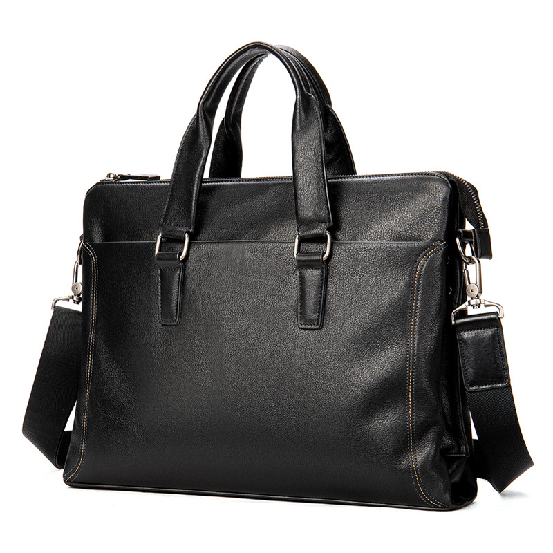 

2020 Business Bag Genuine Leather Briefcase Big Messenger Man 13 Male Panty Case Portable Laptop Qzdx, Black