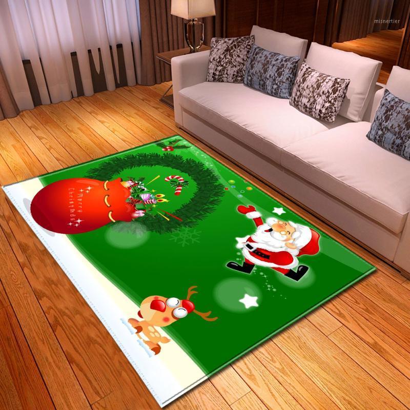 

Merry Christmas Living Room Carpet Home Decor Children Play Mat Santa Claus Elk Snowman Cartoon Parlor Area Rug1, No-4