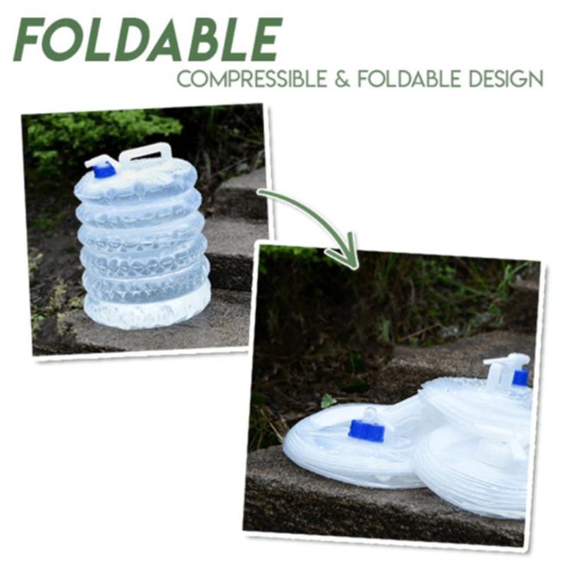 

Portable Kettle Folding Bucket Outdoor Water Bag Foldable PE Water Bottle Container for Camping Hiking Picnic BBQ with Faucet, 3l
