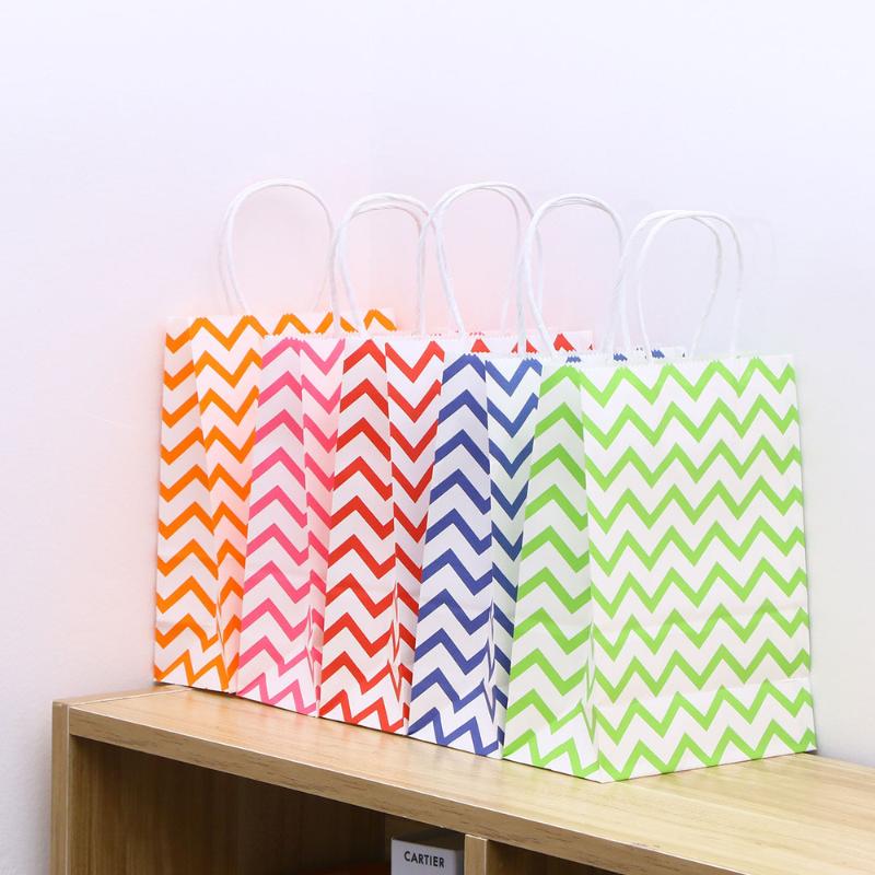 

20Pcs 21*15*8cm Colorful Environment Friendly Kraft Paper Gift Bag With Handle for Wedding Birthday Party Shop Store Gift Packag