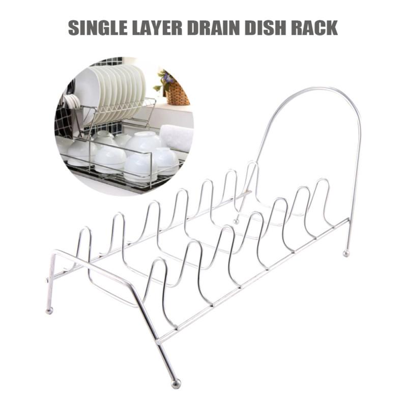 

Pan Stainless Steel Pot Lid Plates Kitchen 7 Slots Sink Countertop Holder Dish Rack Bowl Storage Shelf Drying Stand Draining