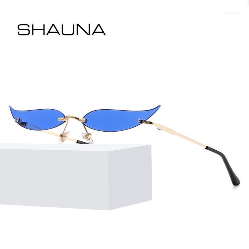 

SHAUNA Ins Popular Small Cat Eye Sunglasses Fashion Riimless Clear Purple Green Shades UV4001