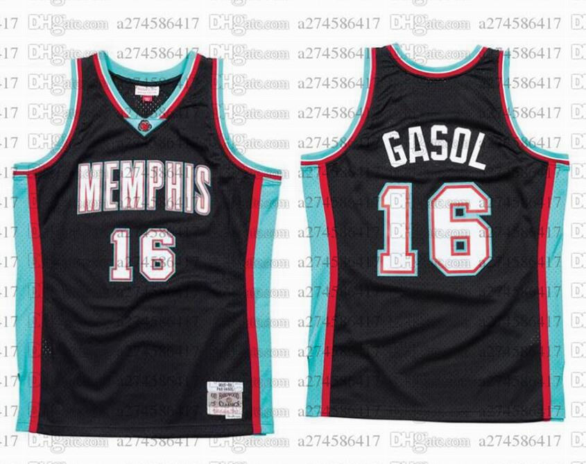 

Men women youth basketball jerseys 16 Pau Gasol 2001-02 Hardwoods Classics retro Jersey, Black;red