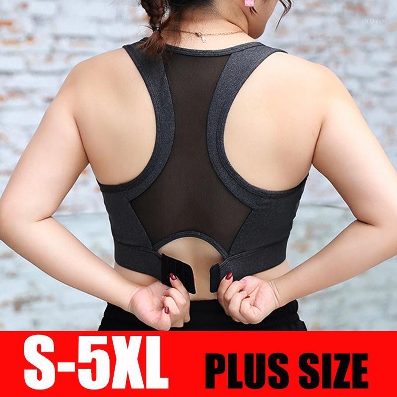 

5XL Sports Top Yoga Bras Women Gym Shirts Breathable Mesh Sports Bra Crop Big Lady Push Up Brassiere Sexy Sportswear Plus Size1, Black