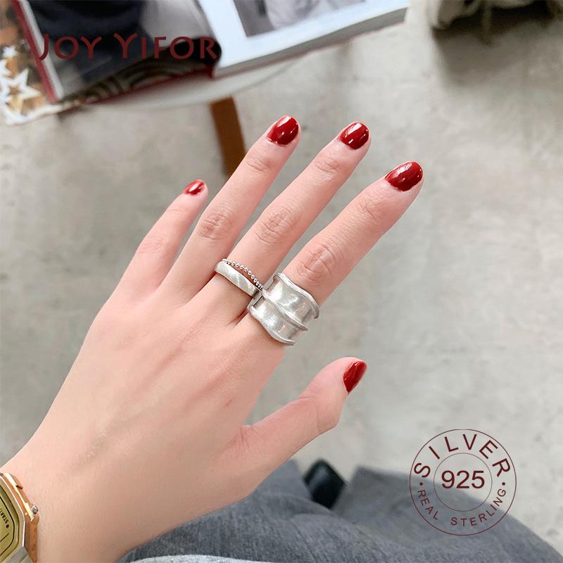 

925 Sterling Silver Rings For Women chain 2layers fine Jewelry Beautiful Finger Open Ring For Party Birthday Gift