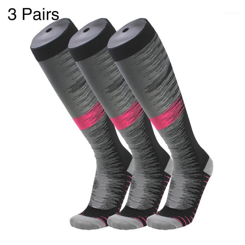 

3pairs Running Non Slip Elastic Pain Relief Polyester High Stockings Anti Fatigue Compression Socks Travel Fitness Flight1, Color mixing