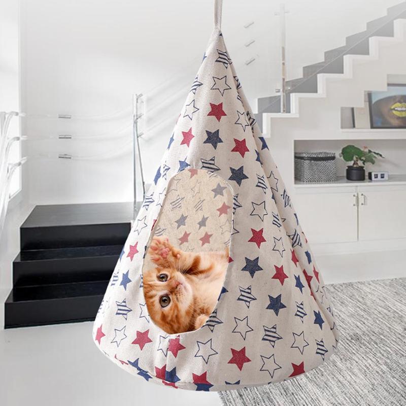 

Detachable Hammock Cat Hanging Bed Ventilate Foldable Space Saving Practical Washable Durable Cone Shape Cage Tent Cover Pet