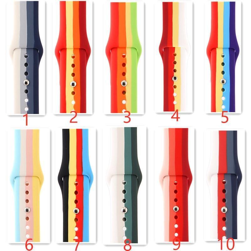 

For iWatch Series 1 2 3 4 5 watch bands apple watch band Rainbow Soft Silicone watch Strap for 44MM 42MM 40MM 38MM