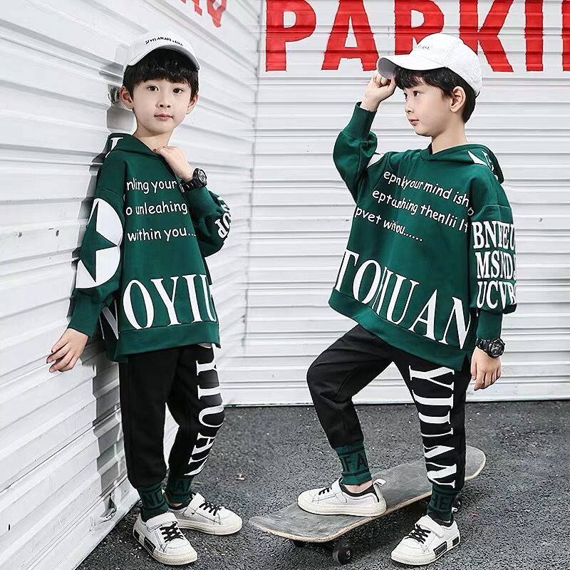 

Teen Kids Clothes Baby Boys Costume Letter Tracksuit Tops Pants 2pcs Children Boy Spring Aytumn Outfits Set 8 10 12 14 Years, Star-green