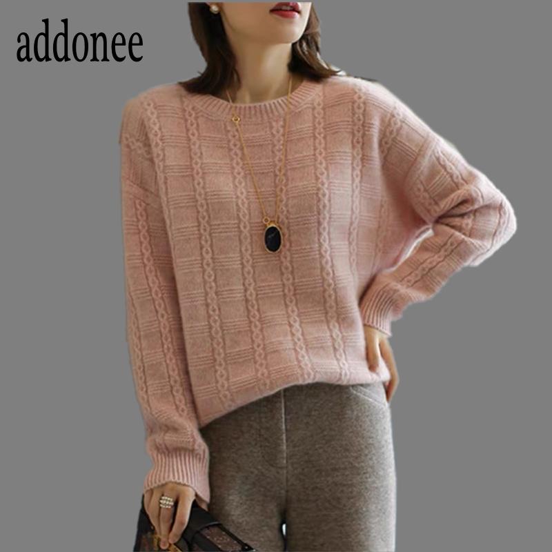 

High Quality New Style Autumn Winter Women Cashmere Knitted Casual Loose O-Neck Sweater Pullover Thick Soft Warm Flexible, Light camel-cmhol