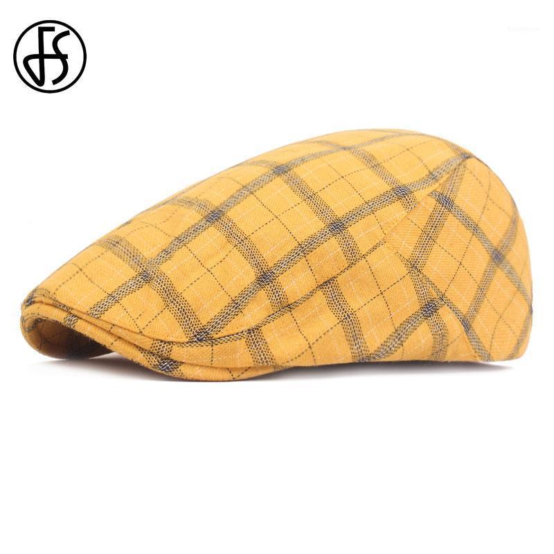 

FS Women Berets Vintage Plaid Newsboy Flat Cap For Men Unisex Painter Hats Retro Adjustable Gastby Beret Caps Ivy Newsboy Hat1, White
