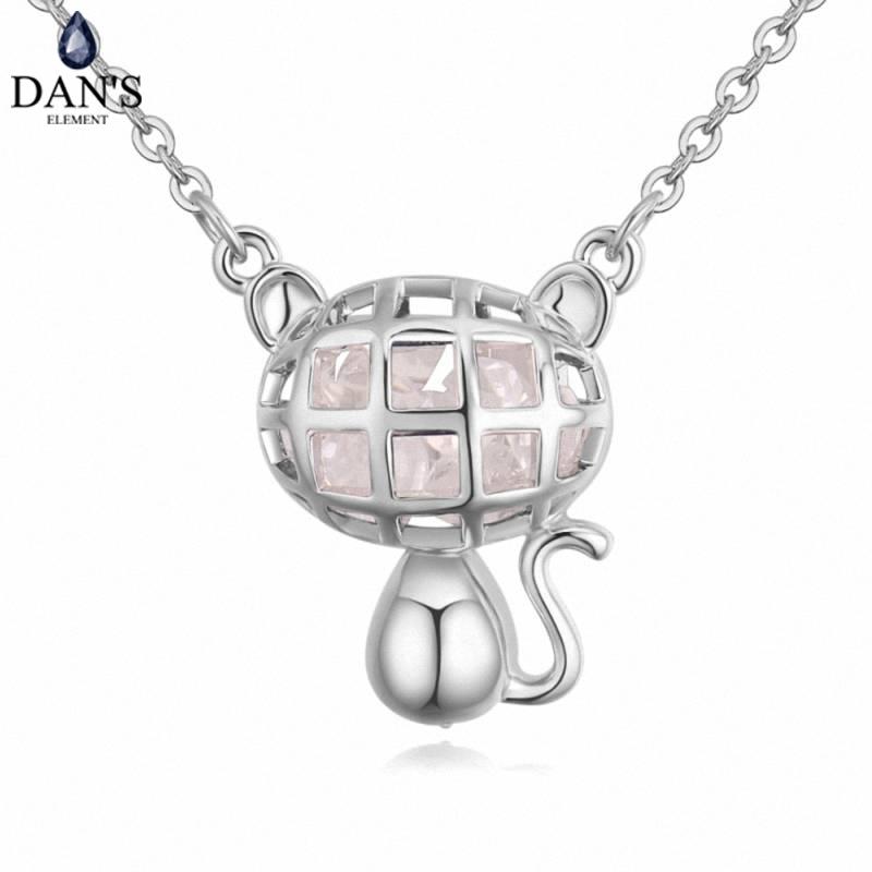 

DAN'S Brand Real Austrian Crystals Fashion Square Pendant White Gold Color Necklace For Women Valentine's Gift 130322