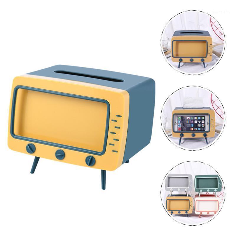 

1Pc Facial Tissue Holder Tissue Box TV-shaped Box Napkin Case Phone Holder1
