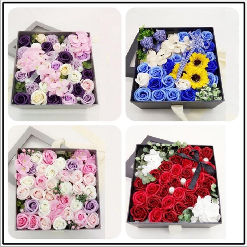 

bath confetti rose preserved fresh flower babysbreath Dianthus caryophyllus Creative handmade gift box, Red