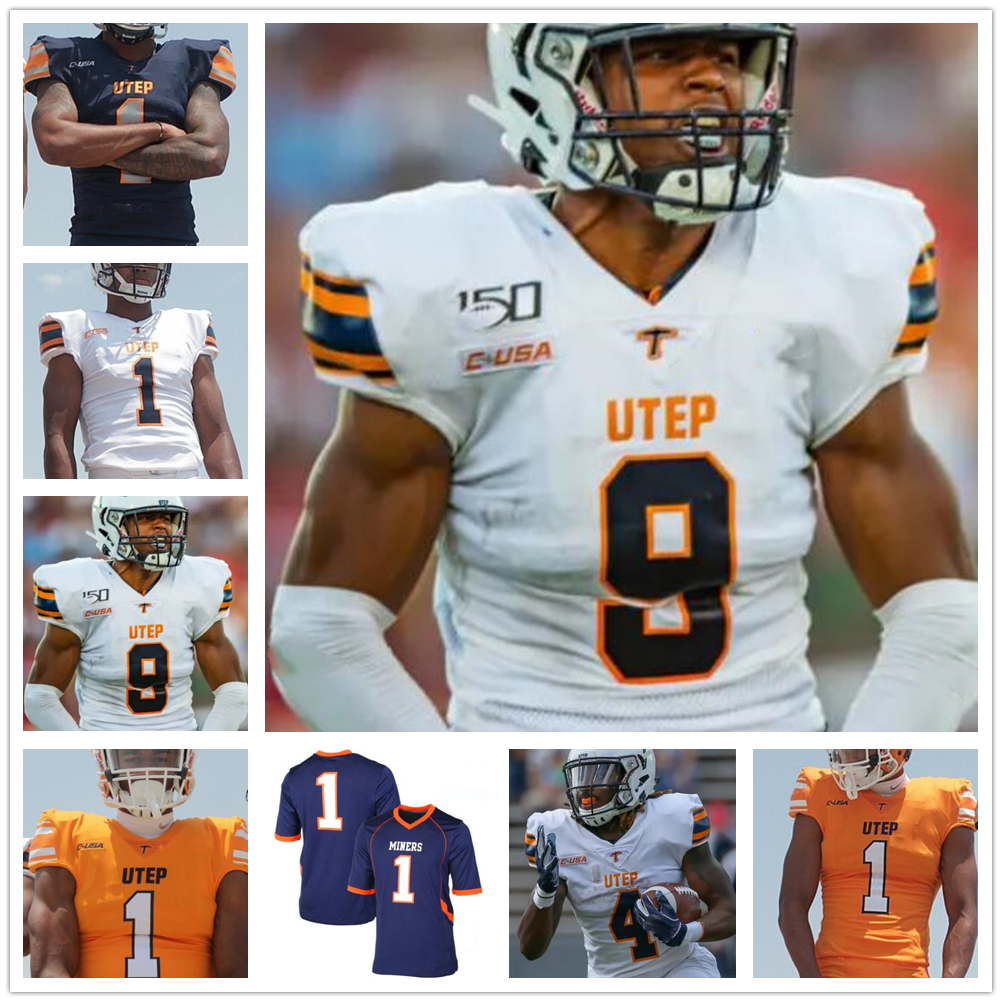 

Custom UTEP Miners jersey 1 Kai Locksley 12 Gavin Hardison 33 Deion Hankins 24 Reynaldo Flores 21 Josh Fields College Football stitched, Orange with 150th patch