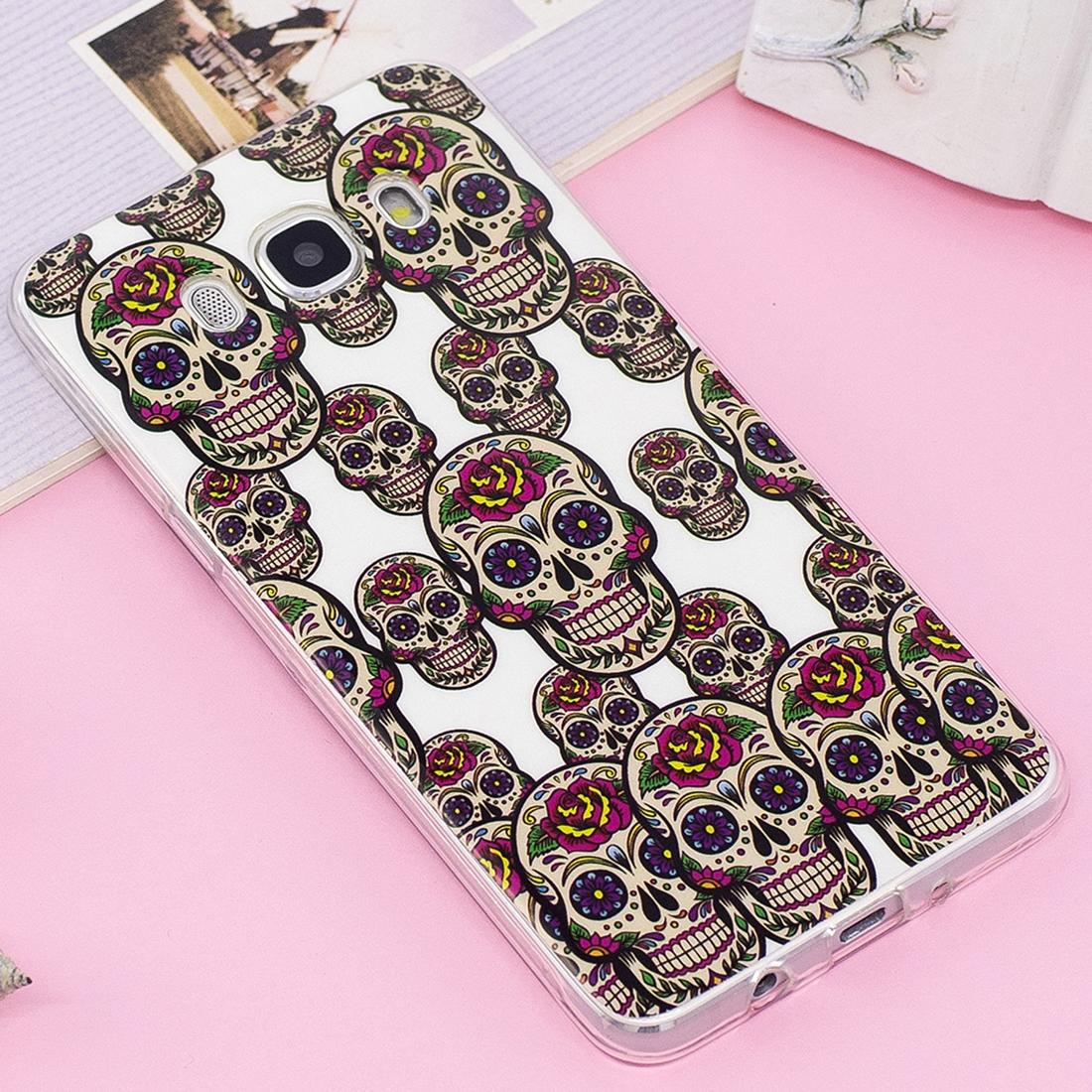 

For Galaxy J5 J510 Noctilucent IMD Skull Pattern Soft TPU Back Case Protector Cover