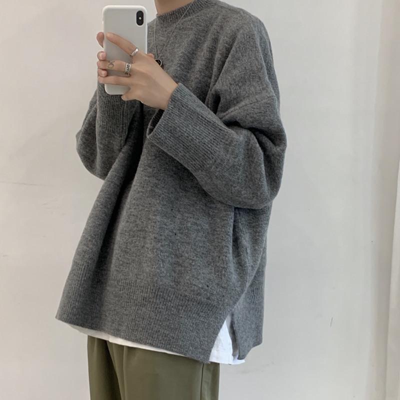 

Japanese Fashion Man Sweaters Casual Loose Pullover Winter Knitted Oversized Man Sweaters Pull Hiver Men's Clothing DB60MY, Black