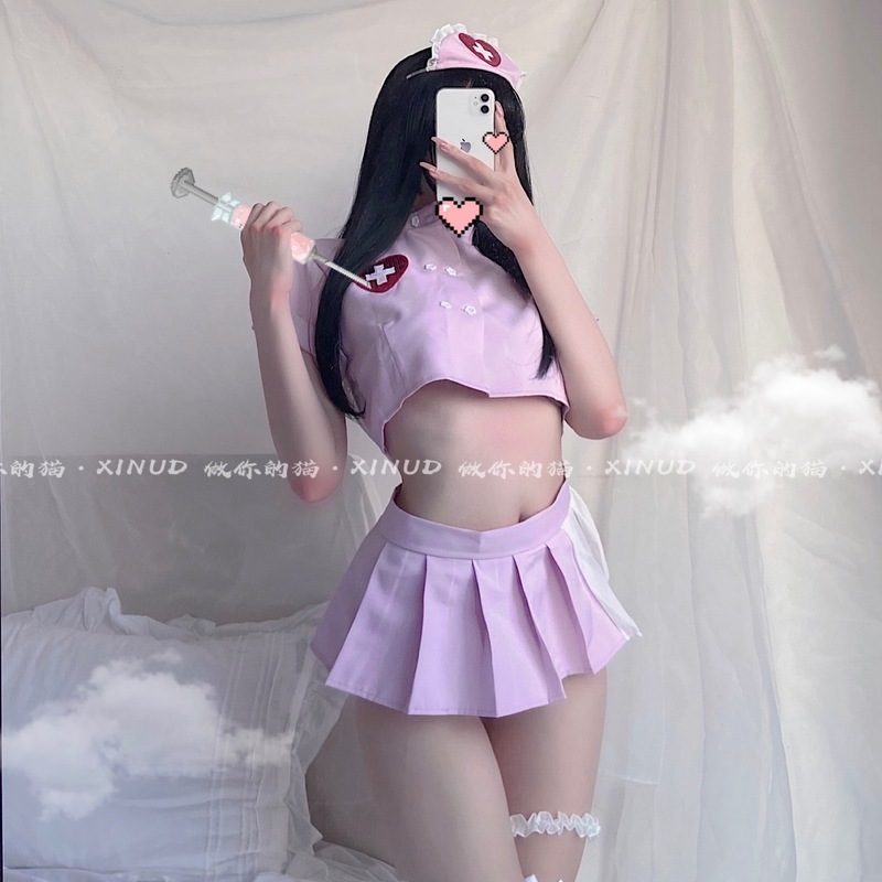 

Nurse women babydoll underwear chemises lingerie sexy sex uniform role play live costumes show maid cosplay, Pinker