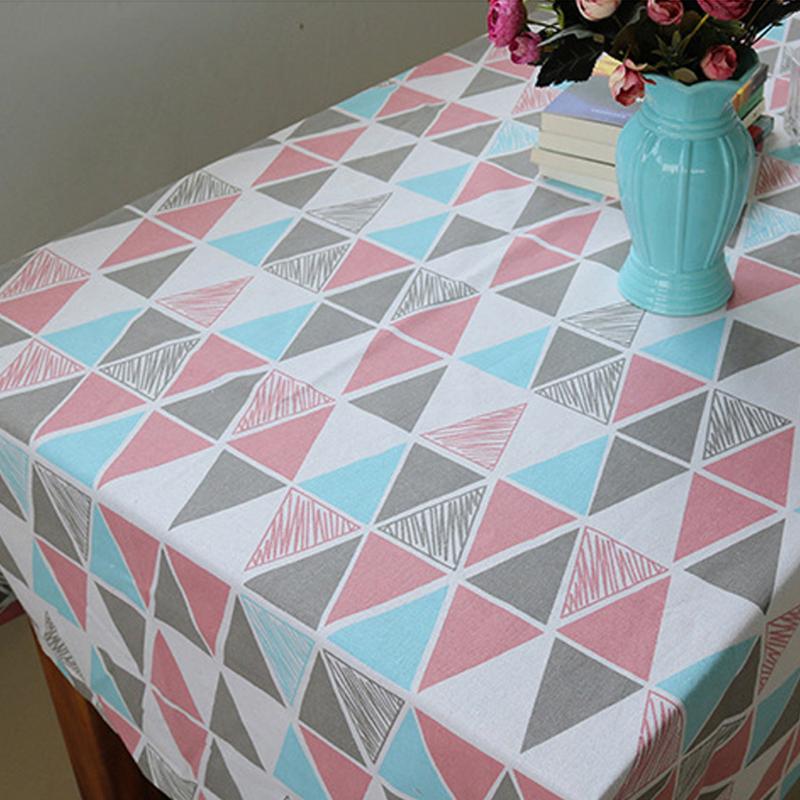 

Indoor Outdoor Home Decor Hotel Nordic Cover Picnic Kitchen Geometric Print Cotton Linen Rectangle Tablecloth Party Dining Room, Grey