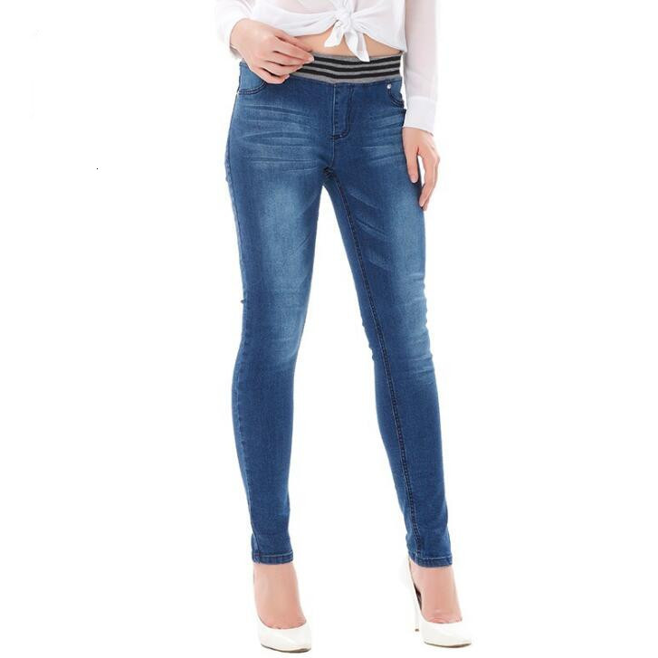 

High Mother of the Vintage Stretch Elastic Waistband Breeches Brim for Women Pencils Cozy Denim Pants Big Girly Thin Plus Size J9ms, Blue