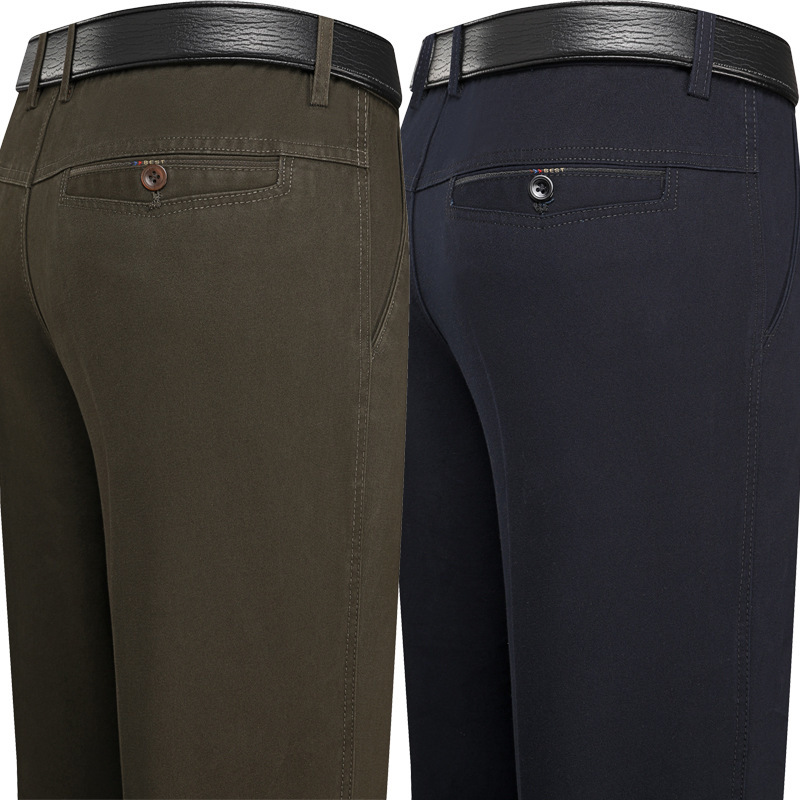 

Casual trousers of men branded 100% cotton loosed business pants fashionable 5-color male middle-aged spring overalls, Navy