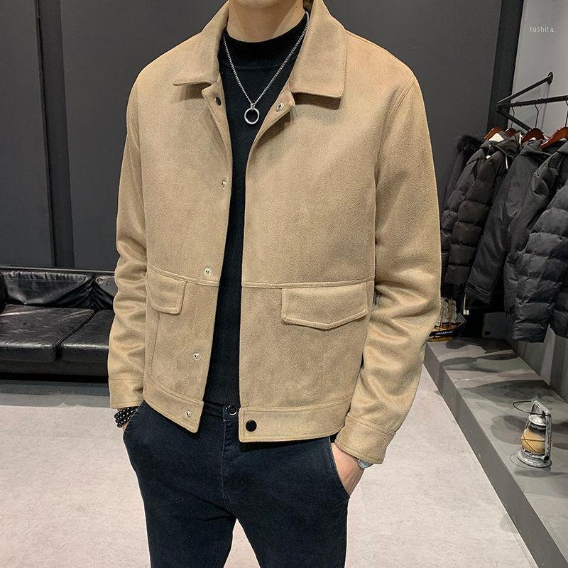

Fashion Suede Jacket For Men 2021 Winter New Multi-pocket Business Casual Slim Coat Clothes Direct Selling1, W20 coffee