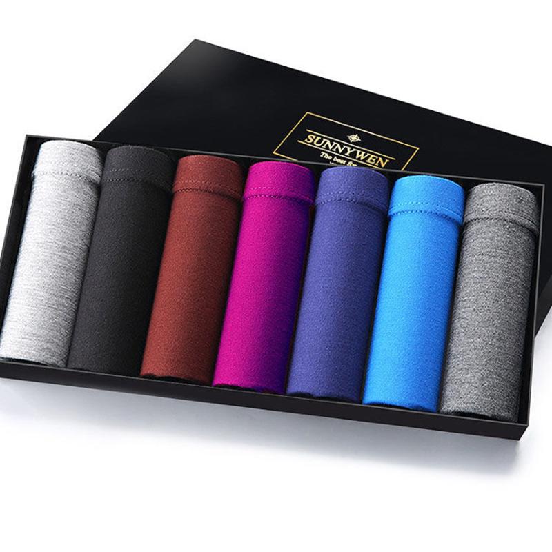 

7Pcs/lot Hot Underwear Men Cotton Boxer Homme Brand Underpants Male Panties Breathbale Shorts U Convex Pouch Plus Size, Black;white