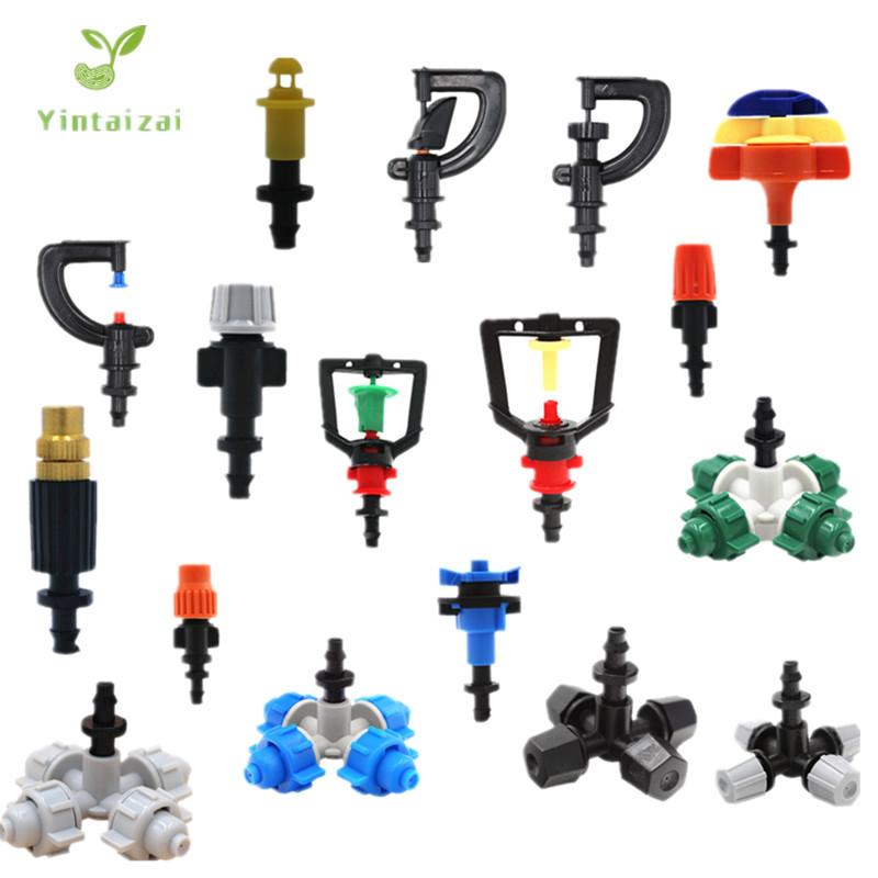 

Greenhouse Upside Down Micro-Sprinkler With Barbed Connector WaterSaving Nozzle Atomized Spray Rotating Drip Irrigation Fittings, Q 100pcs
