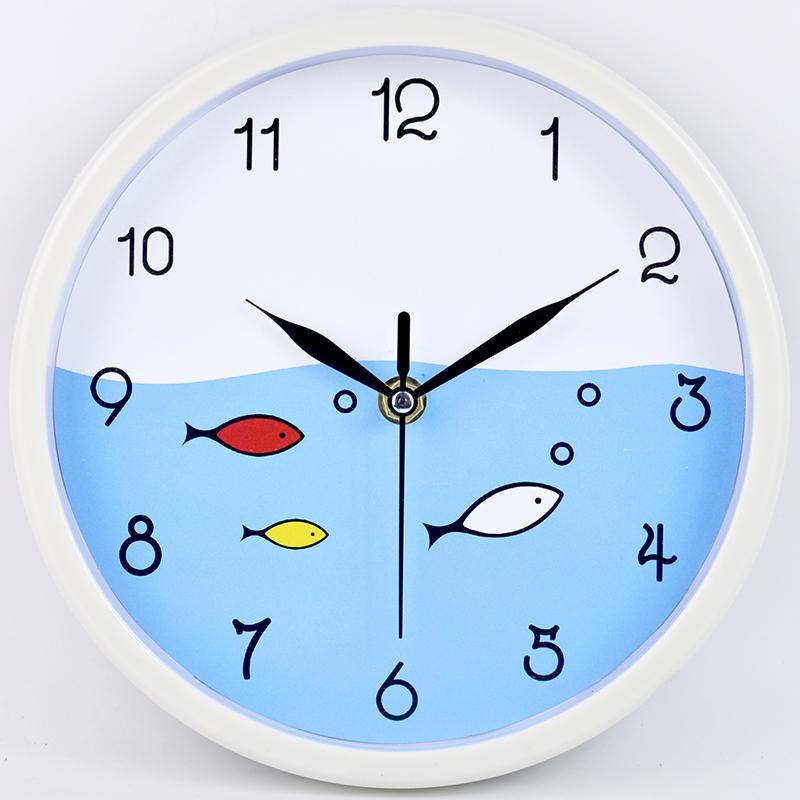 

Creative Cartoon Wall Clock Mute Sea Bottom Small Fish Pattern Wall Clock Living Room Bedroom Classroom for Children