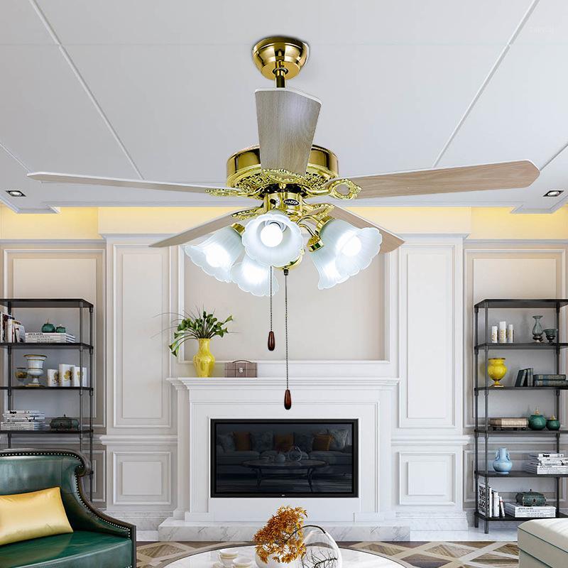 

European style fan light 42 inch 48 inch electroplate Lamp body living room 110v/220v ceiling Fans lamp Copper motor1