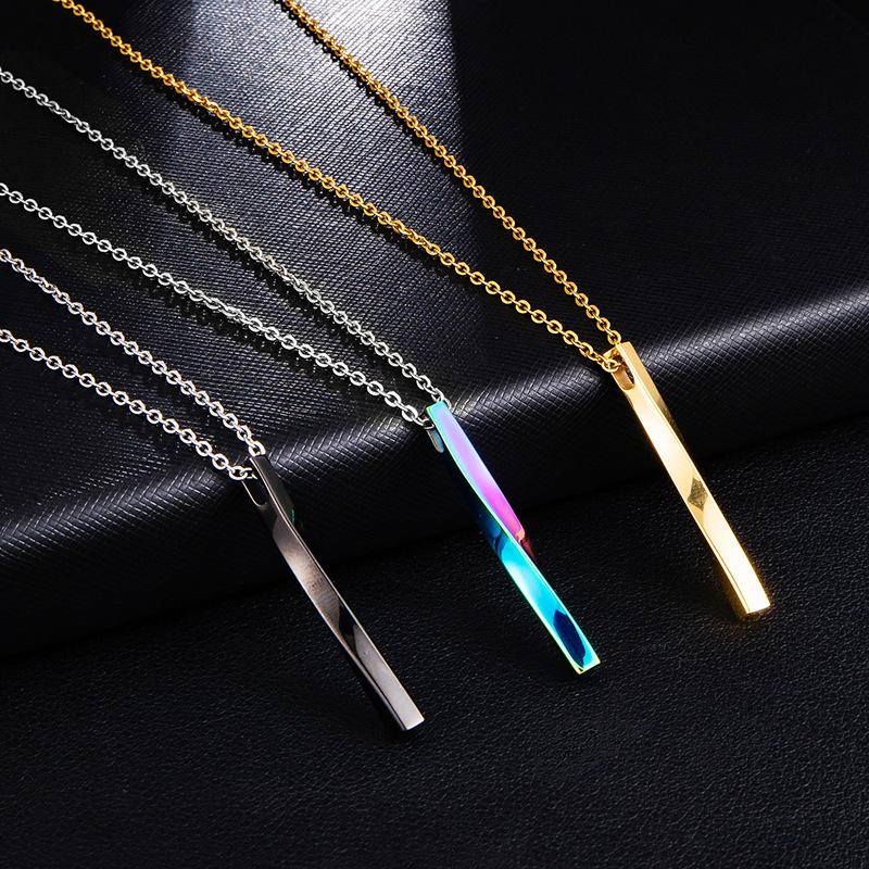

Simple Men's Necklace Square Twisted Column Pendant Stainless Steel for Men Boy Fashion Punk Jewelry