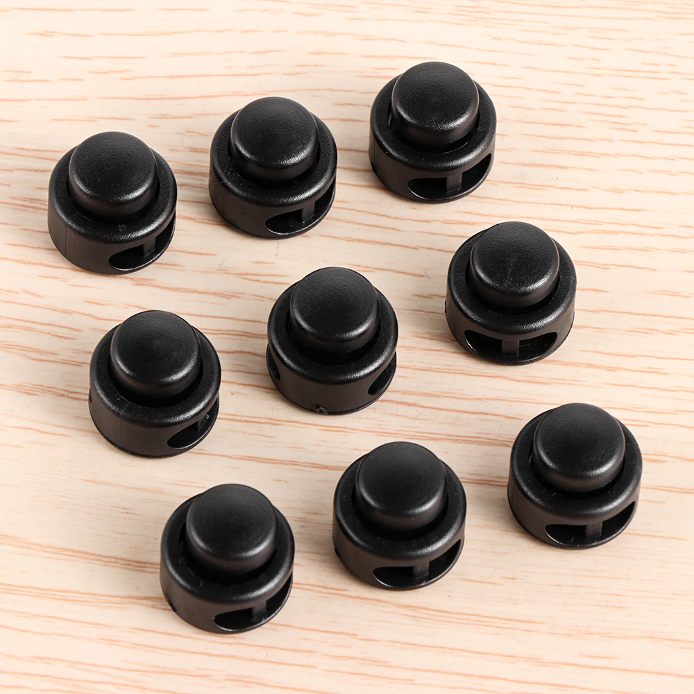 

200pcs 2 Hole Black 11x17mm Cord Lock Clamp Toggle Button Clip Stopper Spring Buckle Shoelace Backpack Bag Parts Accessories, Blike;white