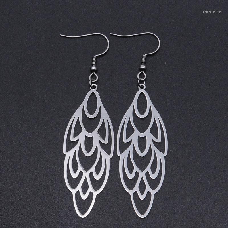 

Dangle & Chandelier 100% Stainless Steel Fashion Geometric Peacock Feather Drop Earring For Women Wholesale Unique Statement Jewelry Earring