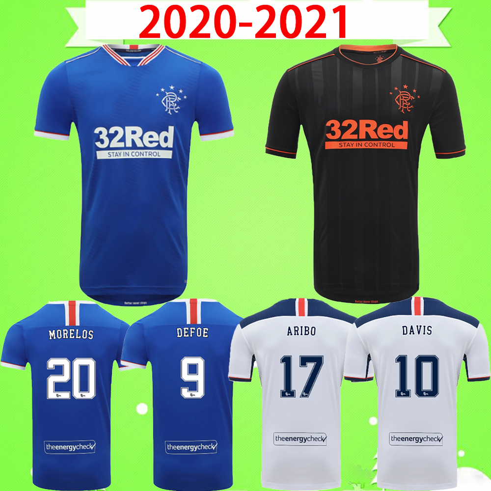 

20 21 Rangers Glasgow soccer jersey 2020 2021 football shirt home away third DEFOE MORELOS KENT STEWART ARIBO ARFIELD adult mens kids kit, Black;yellow