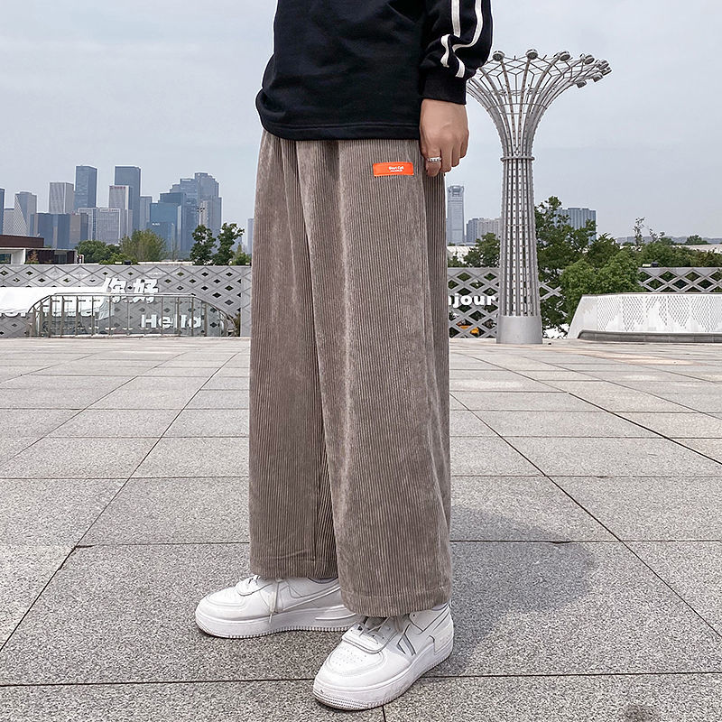 

2021 Men's Trousers Autumn Thin New Winter Pure Colour Wide Legs Versatile Pants Fashion Male Youth Wear RKMW, Black