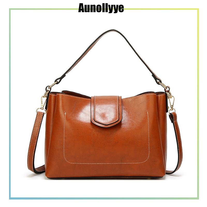 

Classic Wax Leather Handbag 2021 Fashion High Quality Women's Designer Vintage Crossbody Bag Shoulder Messenger Bag Female Tote, Purple