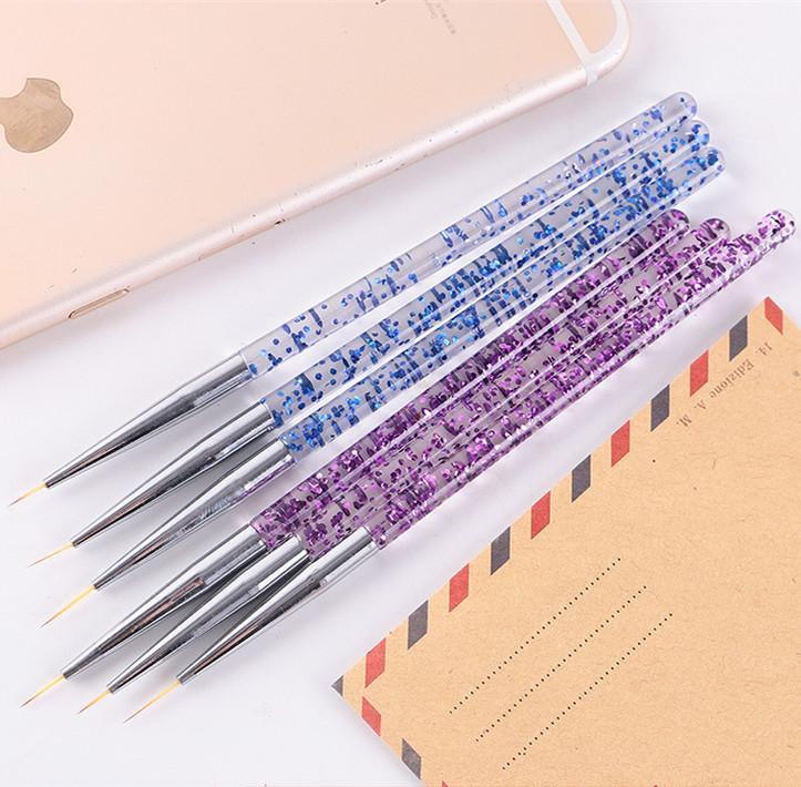 

3 Pcs/Lot Nail Brush Acrylic Crystal Thin Drawing Sequined Rod Pull Pen Set Painted Gouhua Painting Pen Nail Art Manicure Tools