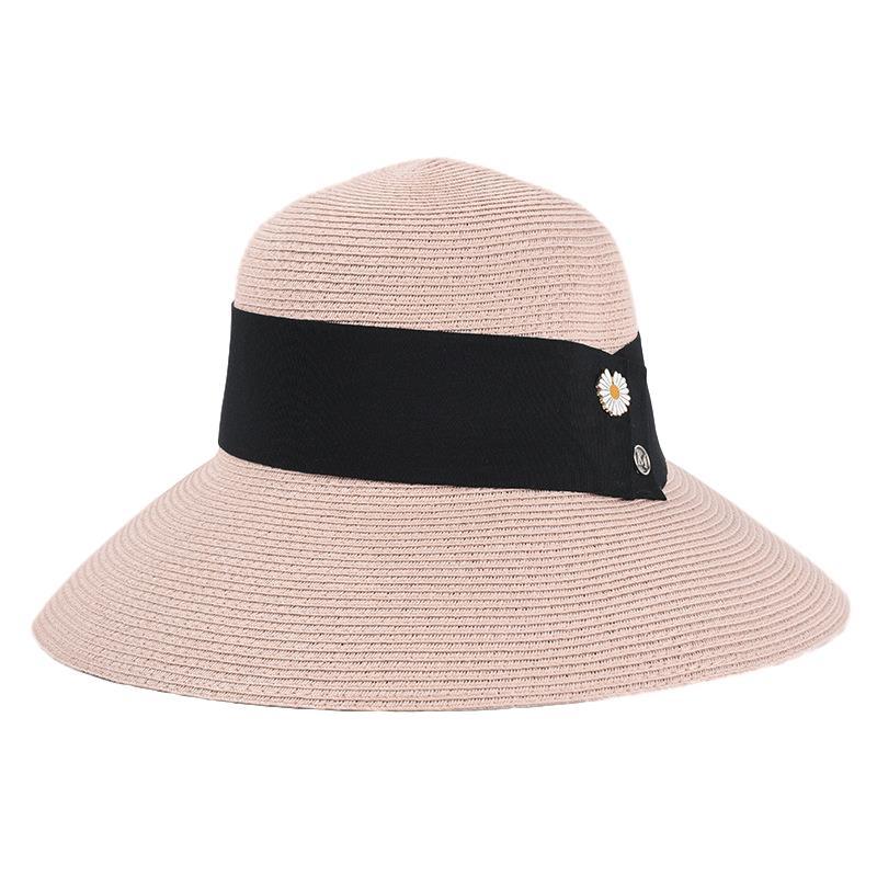 

2021 Women Straw Hats Sun Hats Female Wide Brim Beach Hat Black Ribbon Summer Hat Anti UV Straw, Blue