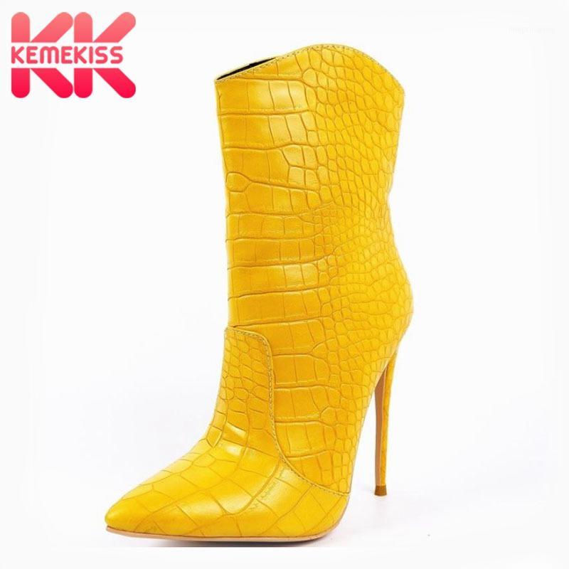 

KemeKiss New Fashion Ankle Boots Pointed Toe Thin High Heel Shoes Sexy Slip On Shoes Female Footwear Western Boots Size 34-431, Black