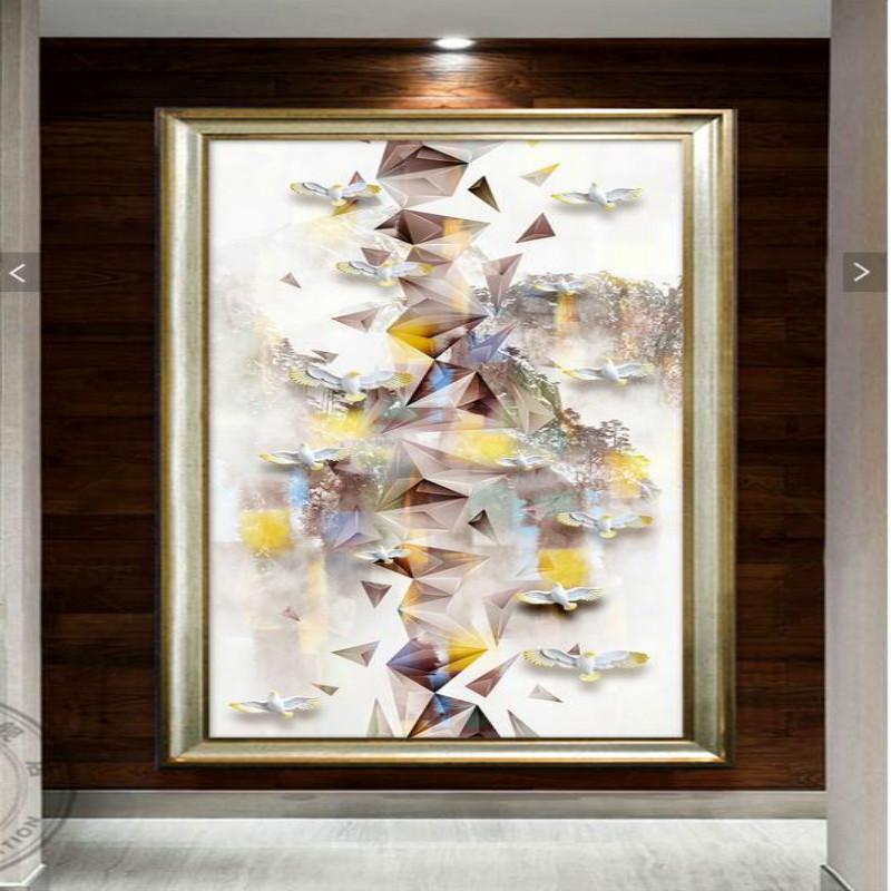 

3d Wall Paper Wallpaper for Entrance Corridor 3d Murals Dimensional Geometry Abstract Ink Painting Wallpaper Home Improvement, Embossment paper