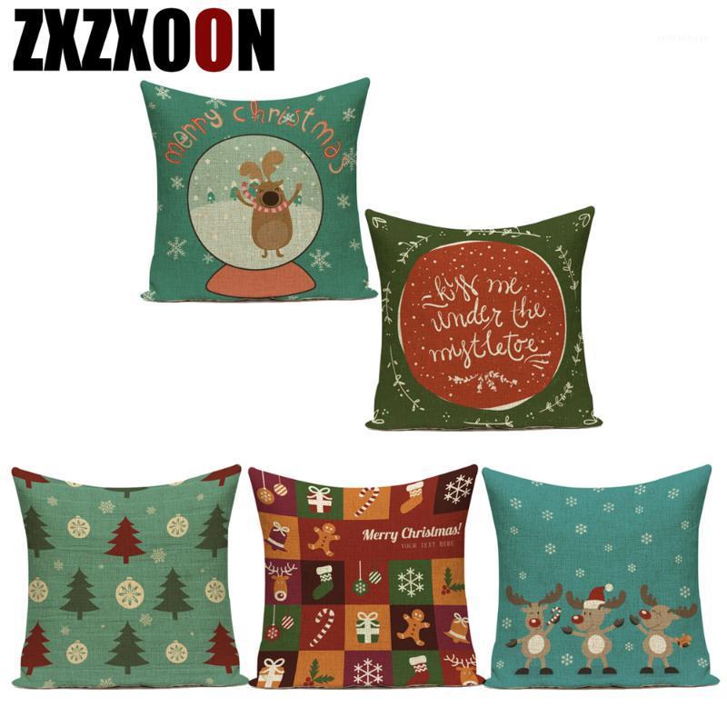 

Cotton Linen Pillow Cushion Cover Christmas Decorations for Home Merry Christmas Trees Santa Claus Deer Pillow Cover Almofadas1, 10