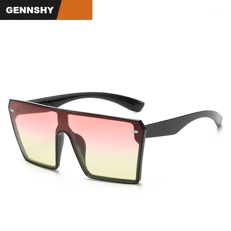 

2020 Rimless Big Size Sunglasses Women Europe America Square One Piece Lenses Cool Sport Transparent Double Ocean Lenses UV4001