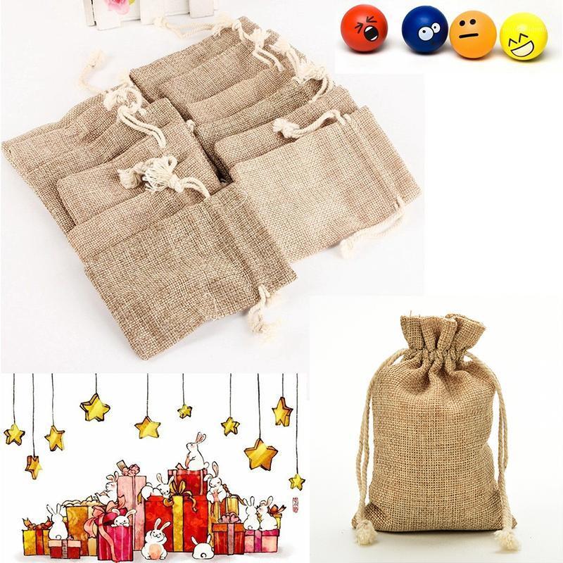 

Burlap Jute Sacks Vintage Weddings Parties Favor With Drawstrings Gift Bags Packaging Bag Christmas Party New Arrival1