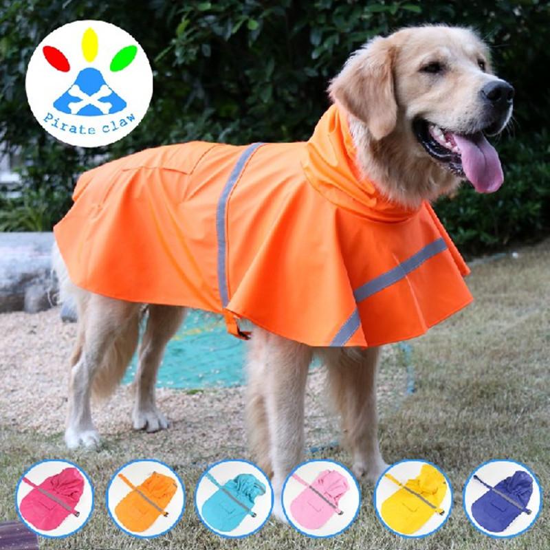 

Dog Raincoat Clothes Rain coat for Dogs Pets Reflective Raincoat with Hooded Dog Jacket Coat for Rain wear Ropa Perro Apparel, White